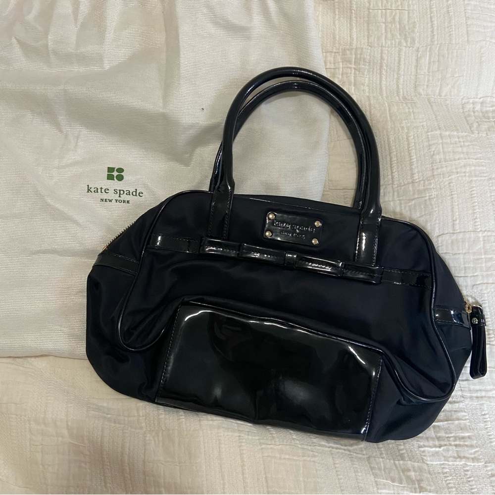Kate Spade Black Nylon Patent Bow Bag
